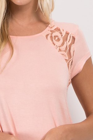 Blush Solid Lace Accent Top