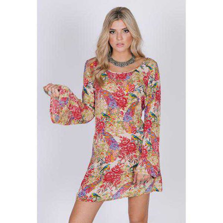 Casual Dresses | Shop Women's Long Sleeve Casual Tunic Dress at Fashiontage | R1368-84EF_112MULTI-1