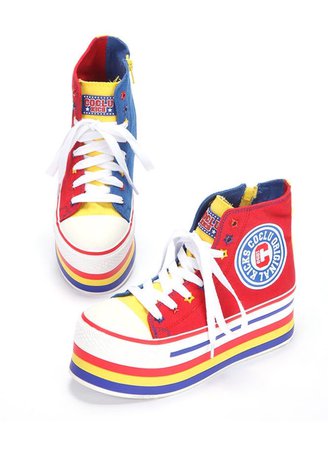 colorful fun primary colors platform sneakers converse red fun