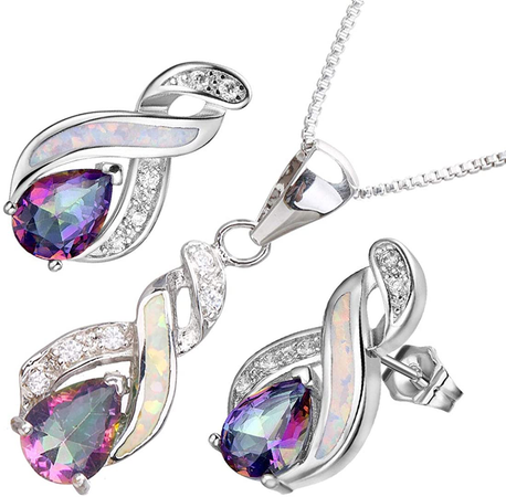 Opal purple jewelry set