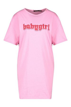 Gothic Babygirl Slogan T-shirt Dress | boohoo pink