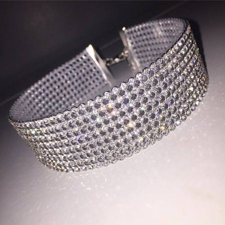 Silver Crystal Wide 11 Rows Choker Diamond choker jewelry