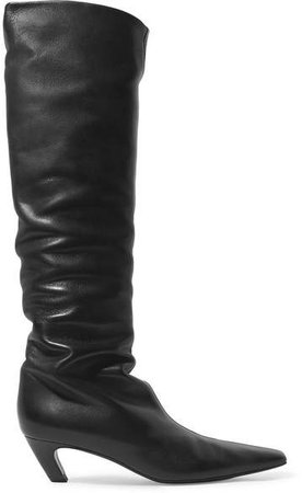 Leather Knee Boots - Black