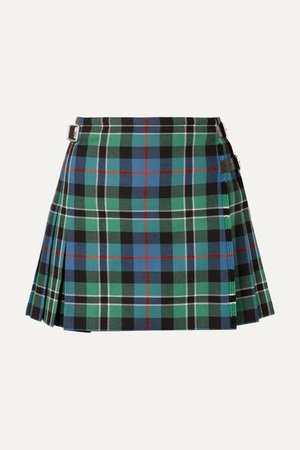 CHRISTOPHER KANE Pleated checked wool wrap mini skirt
