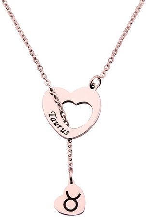 Amazon.com: ENSIANTH Rose Gold Zodiac Signs Heart Necklace Stainless Steel Lariat Y Necklace Best Birthday Gift (Gemini): Clothing