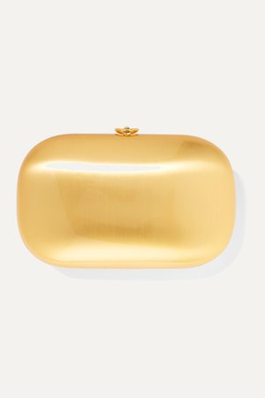 Gold Elina Plus satin and 18-karat gold-plated aerospace aluminum clutch | Jeffrey Levinson | NET-A-PORTER