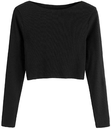 SweatyRocks Women's Color Block Long Sleeve T Shirt Ribbed Knit Crop Tee Tops Black Grey XL at Amazon Women’s Clothing store
