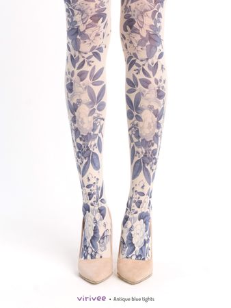 sheer patterned tights blue