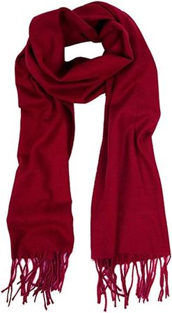Mitchell Lewiss Cashmere Feel Winter Solid Color Scarf for women or man (Red) at Amazon Women’s Clothing store