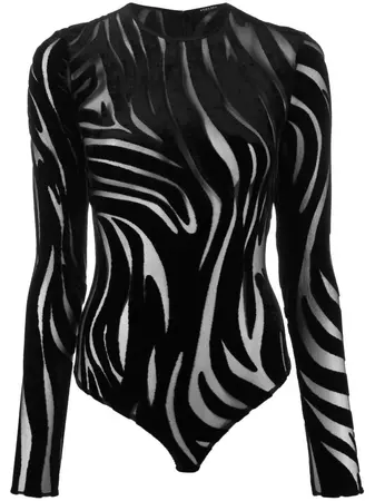 Versace Zebra Velvet long-sleeve Bodysuit - Farfetch