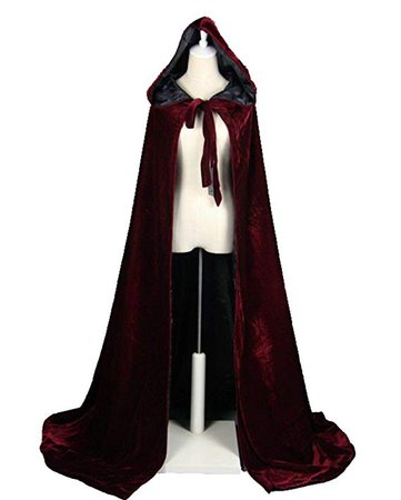 Amazon.com: LuckyMjmy Velvet Renaissance Medieval Cloak Cape lined with Satin (Small, Wine red-Black): Clothing