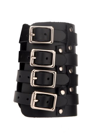 Black Bondage Four Buckle Wristband | Gothic Jewellery