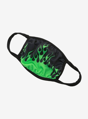 *clipped by @luci-her* Green Flame Fashion Face Mask