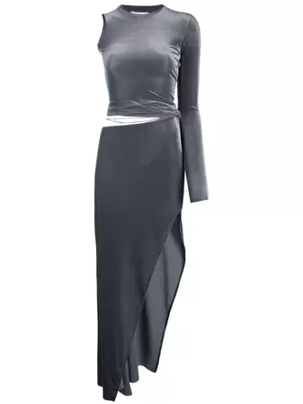 Amazuìn Elsa Asymmetric Velvet Maxi Dress - Farfetch