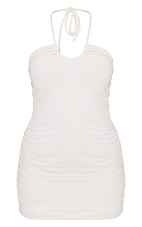 Cream Contour Jersey Halterneck Bodycon Dress | PrettyLittleThing USA