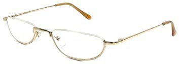Amazon.com: The Lynwood Unisex Half Moon Half Frame Reading Glasses, Round Readers for Men and Women +3.25 Gold (Carrying Case Included): Health & Personal Care