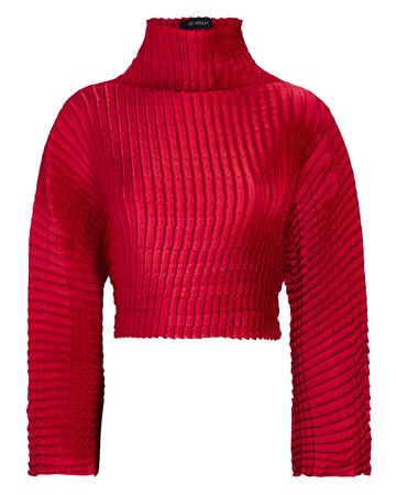 Sid Neigum Pleated Cropped Blouse In Red | INTERMIX®