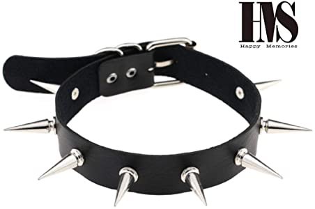 Amazon.com: HMS Happy Memories Trendy Punk PU Leather Alloy Spike Rivet Choker Necklace em colares gargantilha for Unisex Rock Night Club Collar Jewelry 1pcs (Black): Jewelry