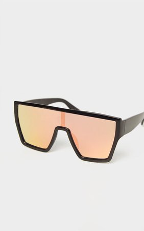 Black Oversized Iridescent Lens Sunglasses | PrettyLittleThing USA
