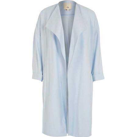 Blue open front duster jacket | River Island