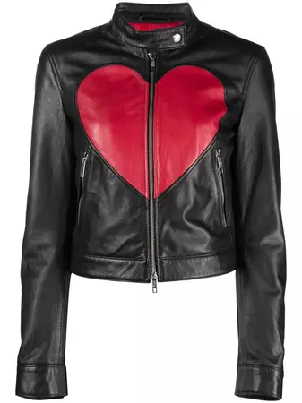 Moschino heart-print Leather Jacket - Farfetch