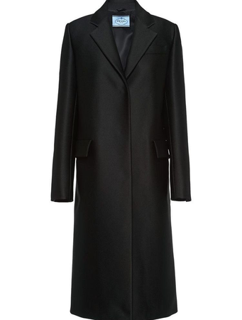 black tailored leather trenchcoat