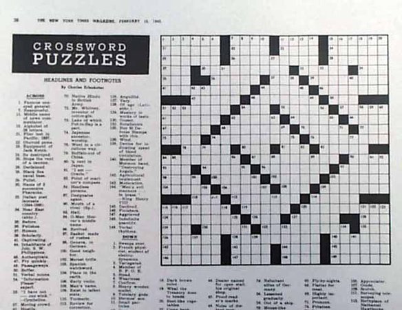 A copy of the very first New York Times crossword puzzle... - RareNewspapers.com