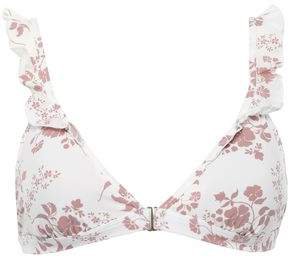 Love Stories Emmy Ruffle-trimmed Floral-print Triangle Bikini Top