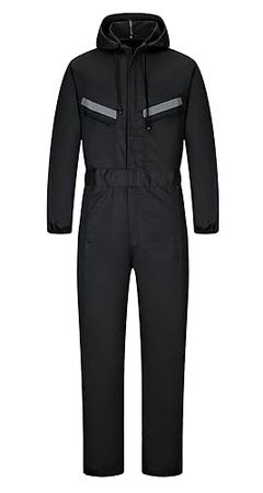 Amazon.com: Yukirtiq Men's Cotton Blend Long Sleeve Hi-Vis Stripe Workwear Mechanic Work Jumpsuit with Hood: Clothing, Shoes & Jewelry