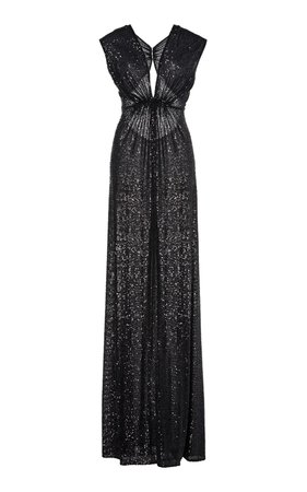 Pleated Sequined Lamé Gown by Naeem Khan | Moda Operandi