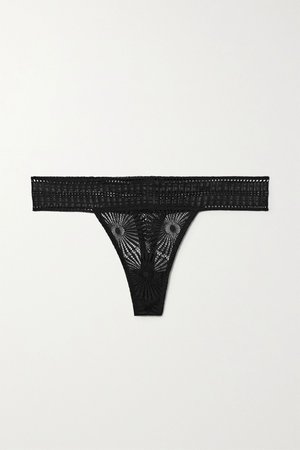 Black Sundial stretch-lace thong | Kiki de Montparnasse | NET-A-PORTER