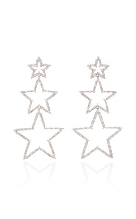 Rhodium-Plated Crystal Star Earrings by Fallon | Moda Operandi