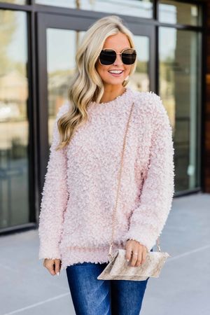Snap a picture showing off your #PINKLILYSTYLE and tag us for a chance to be featured on our Instagram!  Cute To Cuddle Blush Popcorn Sweaterr More