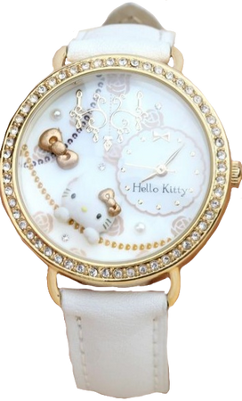 white and gold hello kitty watch