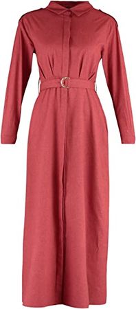 Trendyol Women Modest Maxi Shirt Dress Regular Fit Woven Modest Dress at Amazon Women’s Clothing store