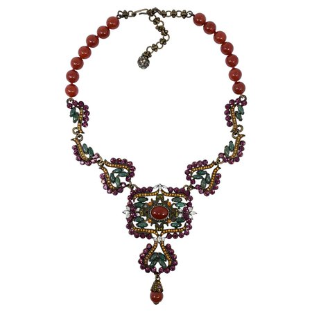 Heidi Daus Dramatic Pendant Bead Necklace, Carnelian, Amethyst, Jade Crystals For Sale at 1stDibs | crystal strands for chandeliers