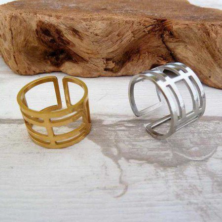 Rings | Shop Women's Golden Gold Geometric Ring at Fashiontage | 1e88f276-GoldenRod-Adjustable