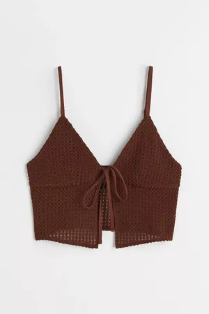 Knit bow Top cami brown H&M retro girly grunge
