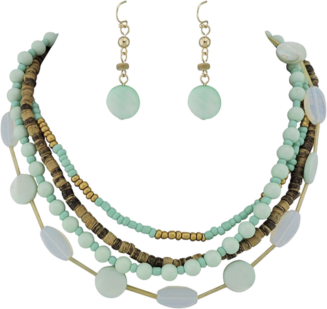 Mint necklace and earrings