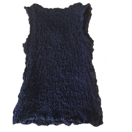 issey miyake me wrinkled black cut and sewn textured tank top