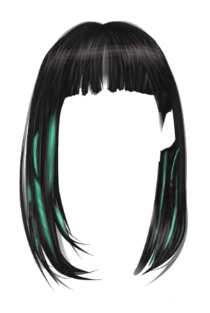 @lollialand- black hair green streaks