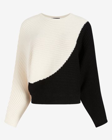 Ribbed Dolman Sleeve Color Block Sweater | Express