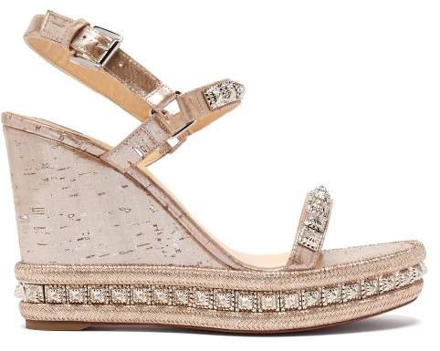 Pyradiams 110 Studded Cork Wedge Sandals - Womens - Silver Gold