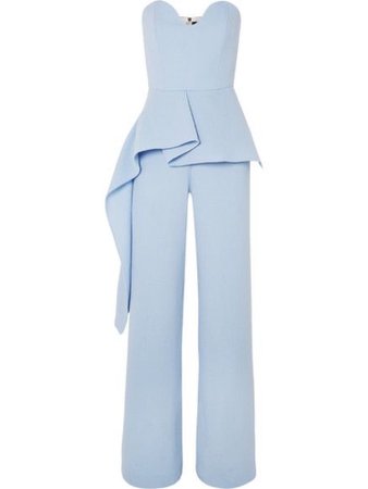 blue strapless pantsuit