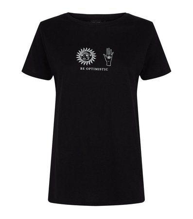 Black Be Optimistic Slogan T-Shirt | New Look
