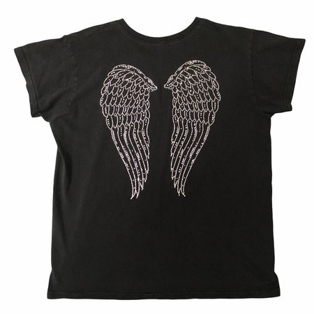 bedazzled back angel wing baby tee shirt