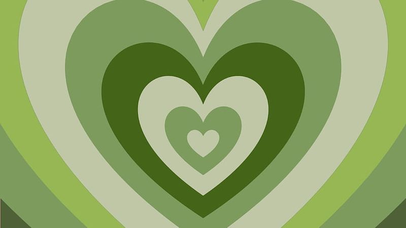 PowerPuff Green Heart Background
