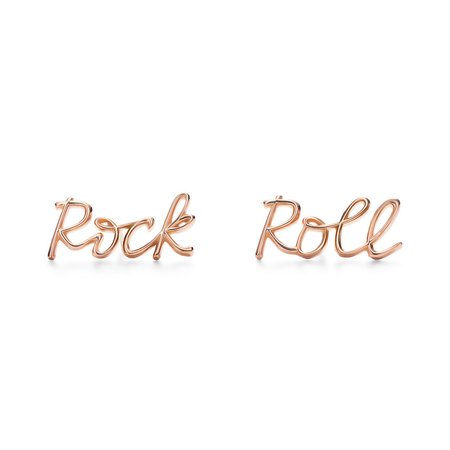 Paloma's Graffiti rock and roll earrings in 18k rose gold. | Tiffany & Co.