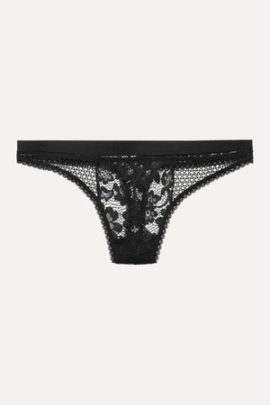 Black Petunia stretch-mesh and corded lace thong | ELSE | NET-A-PORTER