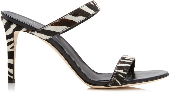 Marti Zebra-Print Calf Hair Sandals